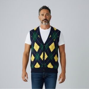 Polo  by Ralph Lauren vintage argyle sweater vest, 85% cotton,15% cashmere